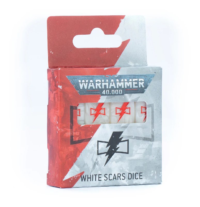 Warhammer 40,000 White Scars Dice Set - 16 Pearlised White Dice with Red Markings