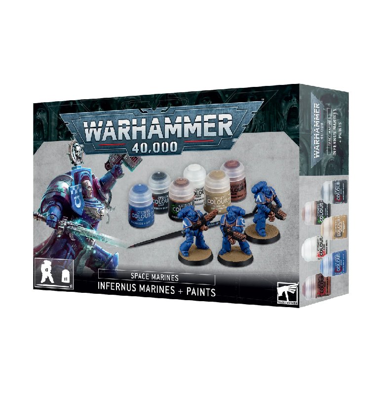 Games Workshop Space Marines Infernus Marines & Paints Set with 3 Miniatures and 6 Paints