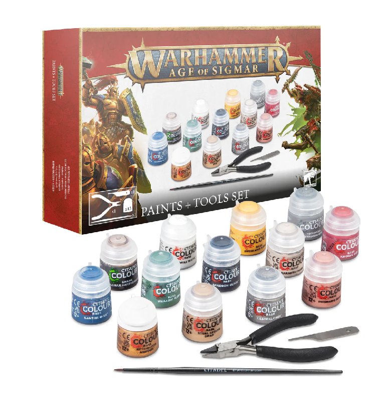 Games Workshop Age of Sigmar Paints & Tools Set with 13 x 12ml Paints