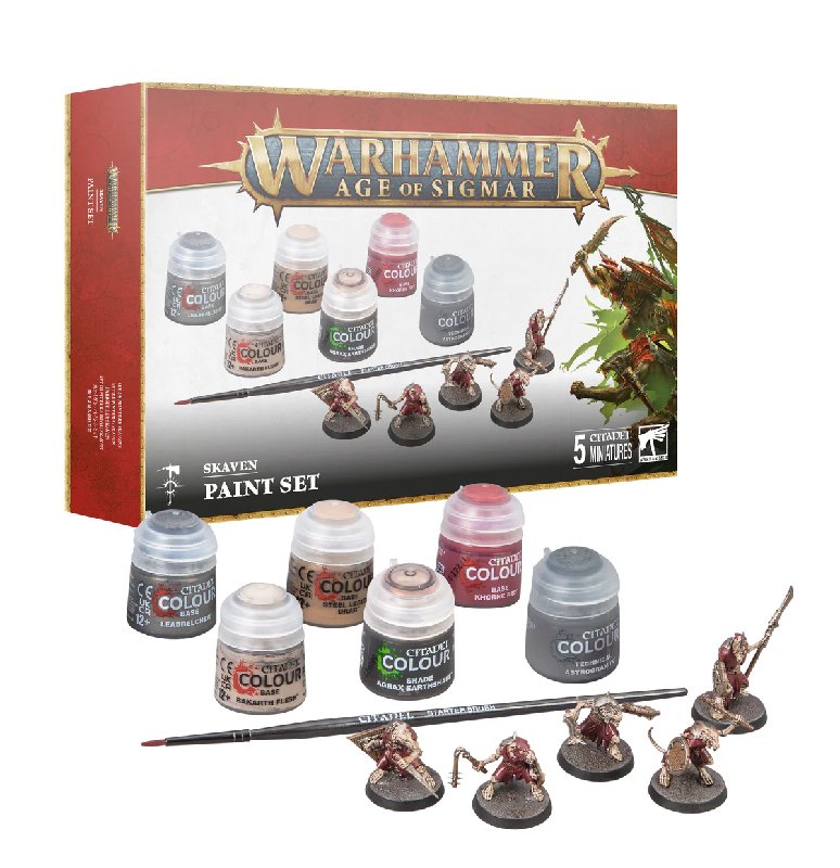 Games Workshop Age Of Sigmar Skaven Paint Set with 5 Clanrats
