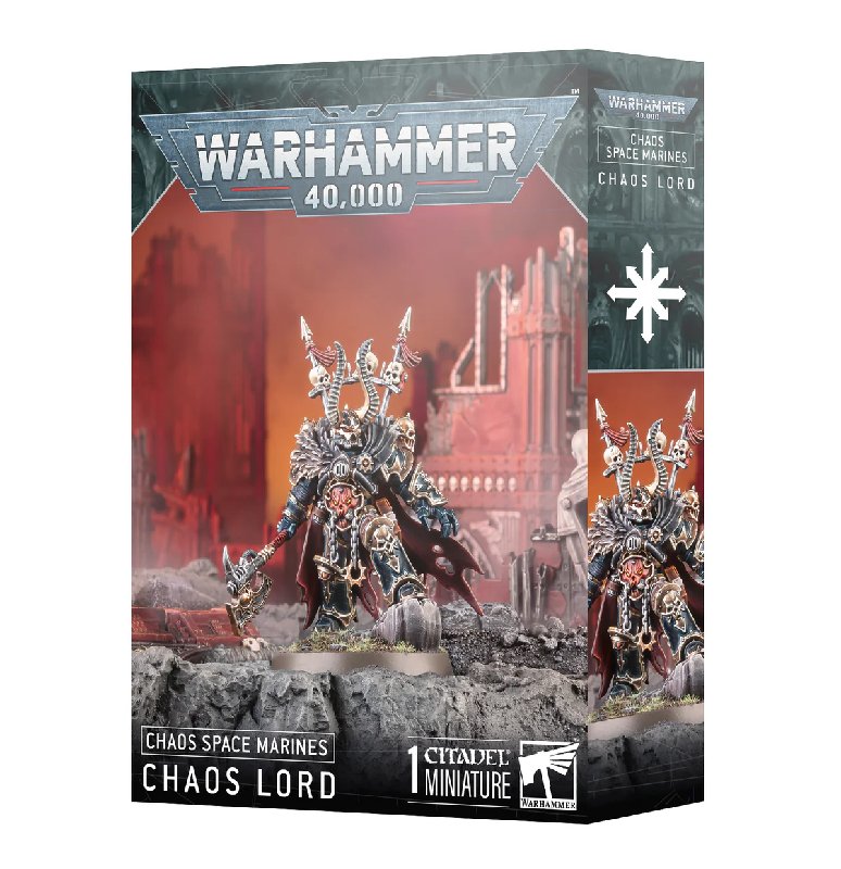 Warhammer 40,000 Chaos Lord Miniature with 40mm Base