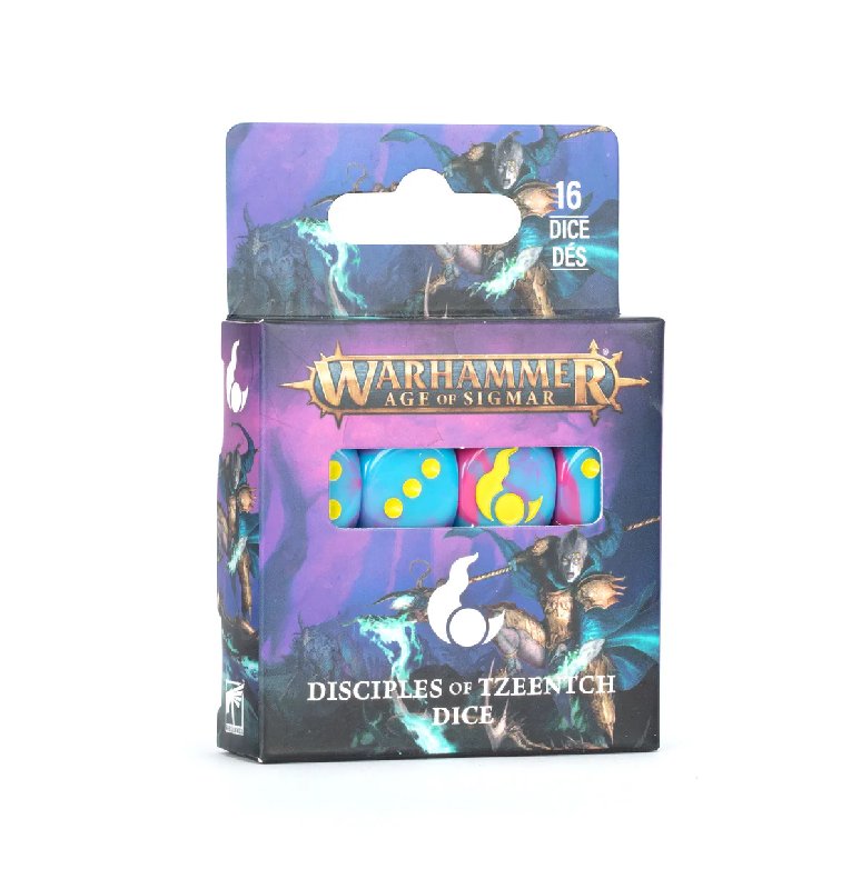 Games Workshop Disciples of Tzeentch Dice Set - 16 Blue and Pink Swirl Dice
