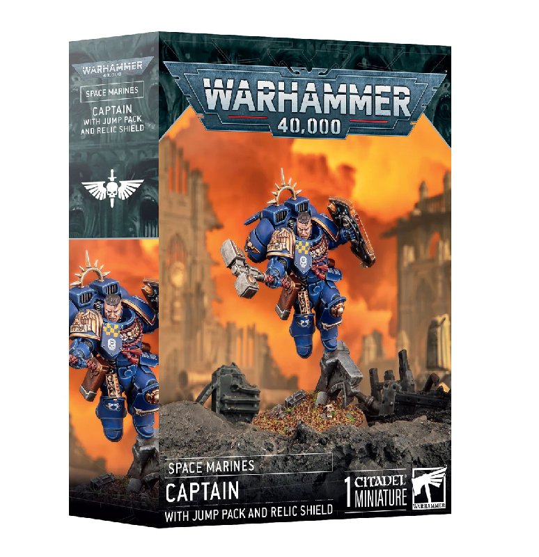 Warhammer 40,000 Space Marines Captain with Jump Pack and Relic Shield