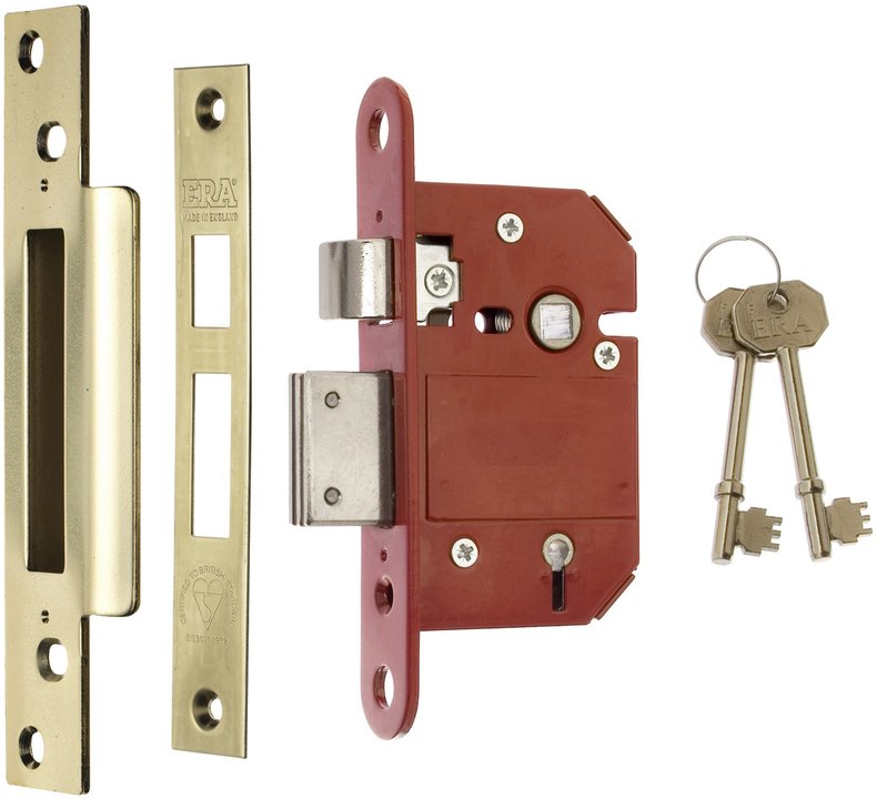 ERA Fortress 5 Lever British Standard Mortice Sashlock, 64mm, Polished Brass
