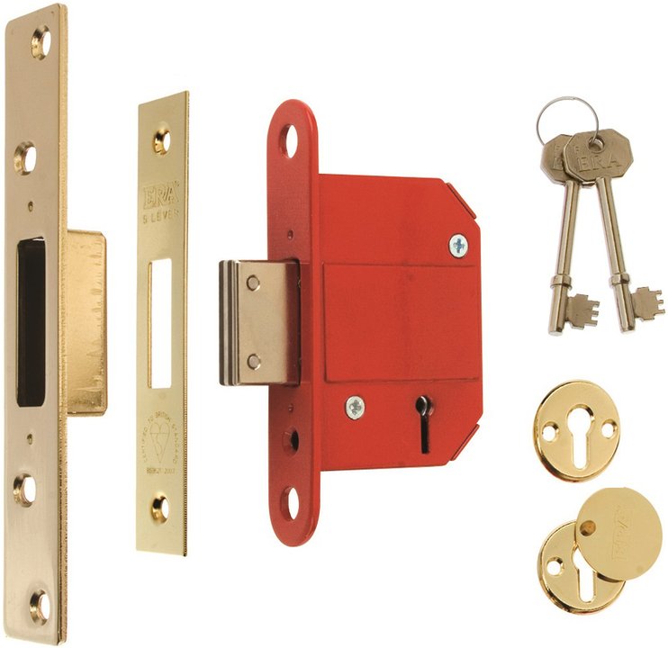 ERA Fortress 5 Lever Mortice Deadlock 76mm Brass Finish