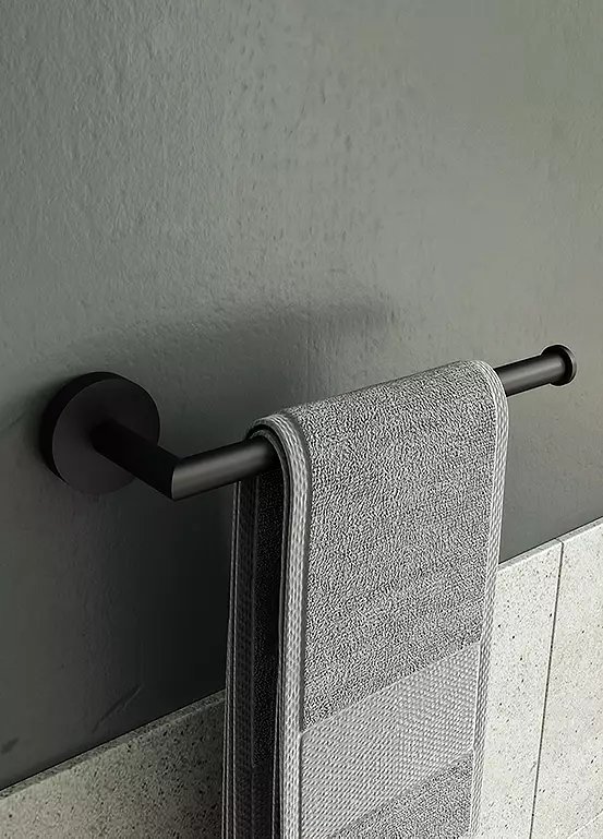 Croydex Epsom Matt Black Towel Bar with Flexi-Fix Brackets