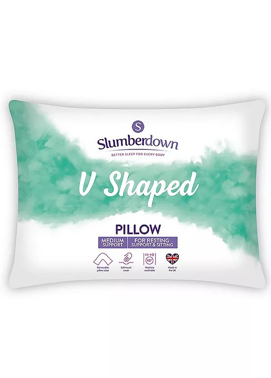 Slumberdown V Shape Pregnancy Pillow with Pillowcase - Medium Support, 35x84cm, White