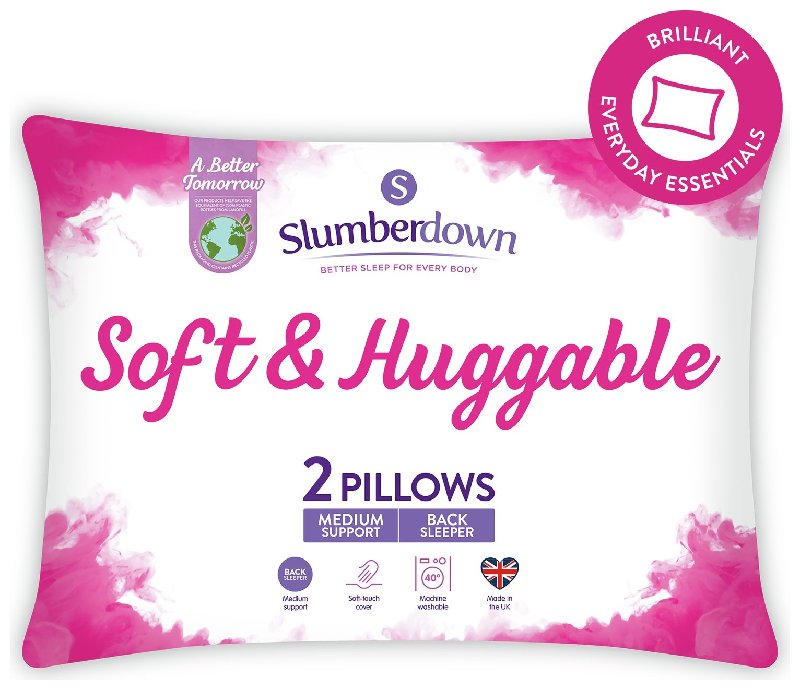 Slumberdown Soft and Huggable Medium/Soft Pillow - 2 Pack (74cm x 48cm)