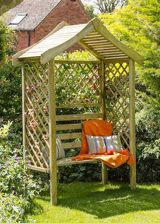 Forest Garden Parisienne 2 Seater Wooden Arbour with Slatted Roof
