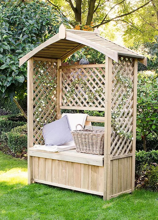 Forest Garden Lyon 2 Seater Wooden Garden Arbour in Natural