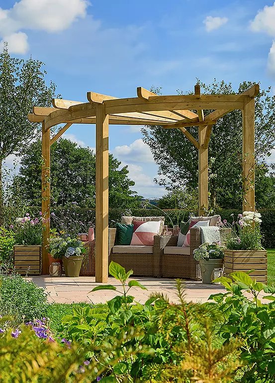 Forest Garden Premium Radial Pergola, 90-Degree Corner Design, 275 x 275 x 240 cm