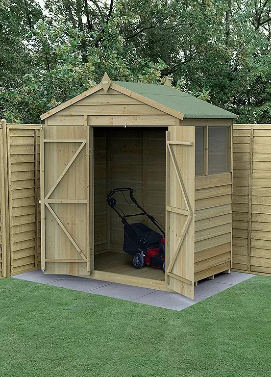 4Life Forest Wooden Overlap Double Door Apex Shed 8 x 6ft with Floor Panel