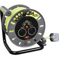 Masterplug Pro-XT Two Socket 13A Open Cable Reel with 25m Cable and USB Ports