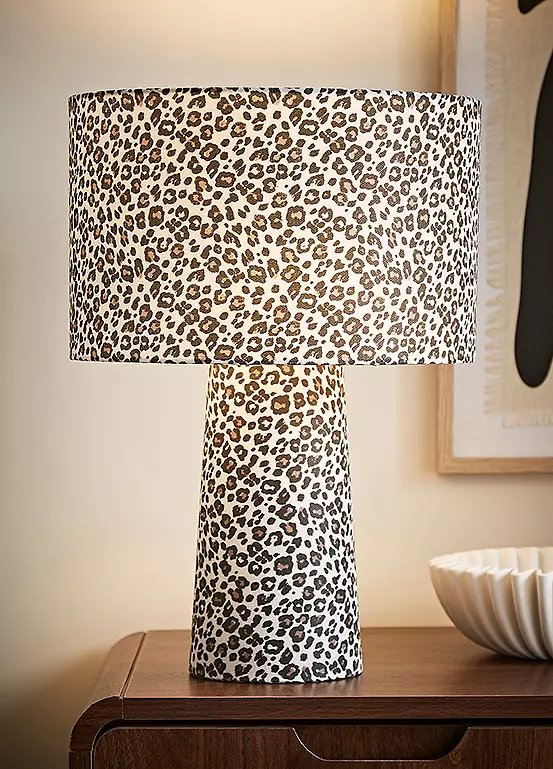 ValueLights Bertie Leopard Print Full Fabric Table Lamp