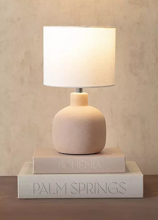 ValueLights Chelsea Table Lamp with Natural Ceramic Base and Linen Shade