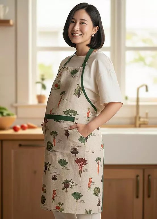 RHS Benary Vegetables Adult Apron in Stone, 90 x 70 cm