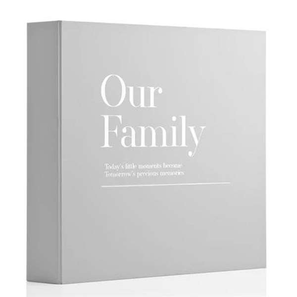 Moments Our Family Coffee Table Album, 30 Blank Card Pages, 28.5 x 28cm, Silver Grey