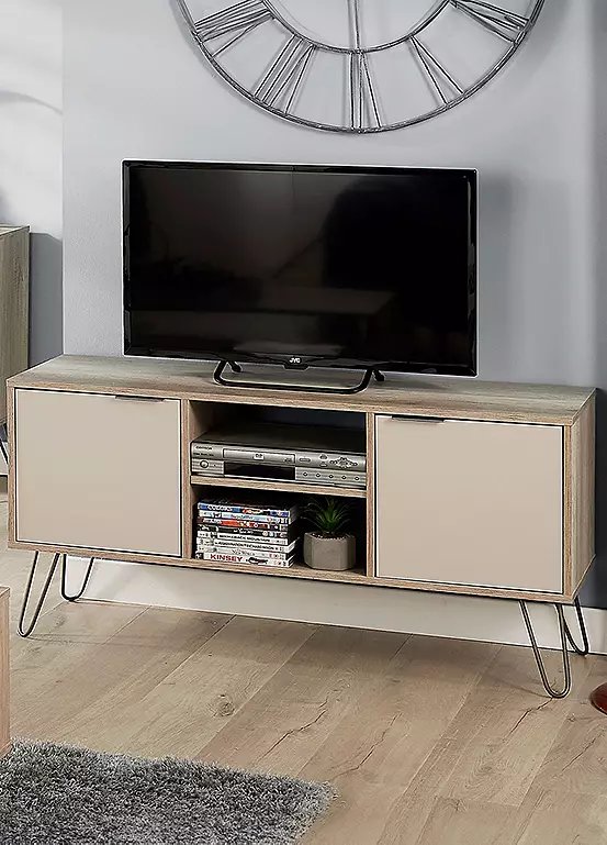 Core Products Augusta Driftwood and Calico 2 Door Wide Screen TV Unit, 114.5cm Wide