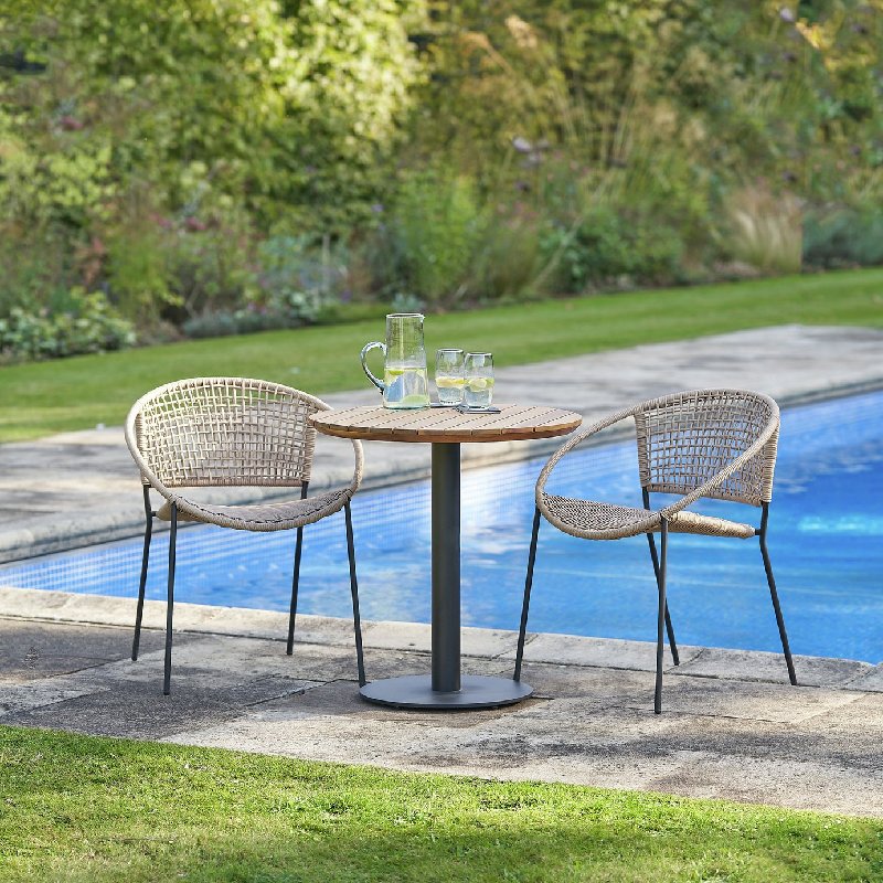 Pacific Dakota 2 Seater Rattan Effect Garden Bistro Set with Aluminium Frame and Wood Table Top
