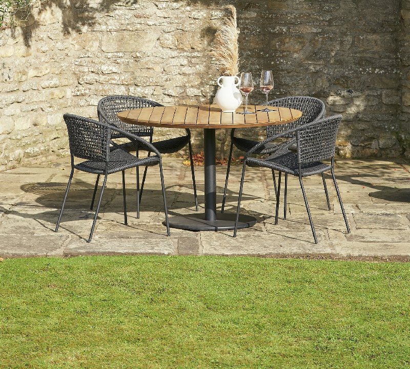 Pacific Dakota 4 Seater Rattan Effect Patio Set in Black