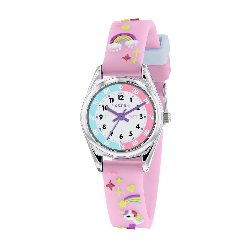 Tikkers Kids Purple Time Teacher Watch with 3D Unicorn Silicone Strap