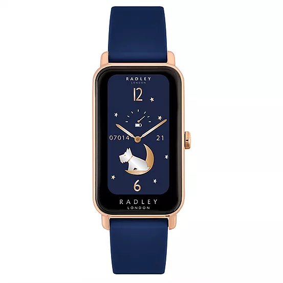Radley London Series 21 Smart Ink Lozenge Watch with Rose Gold Case and Ink Silicone Strap