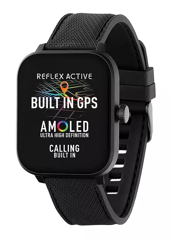 Reflex Active Series 44 Black Silicone AMOLED GPS Sports Smart Calling Watch