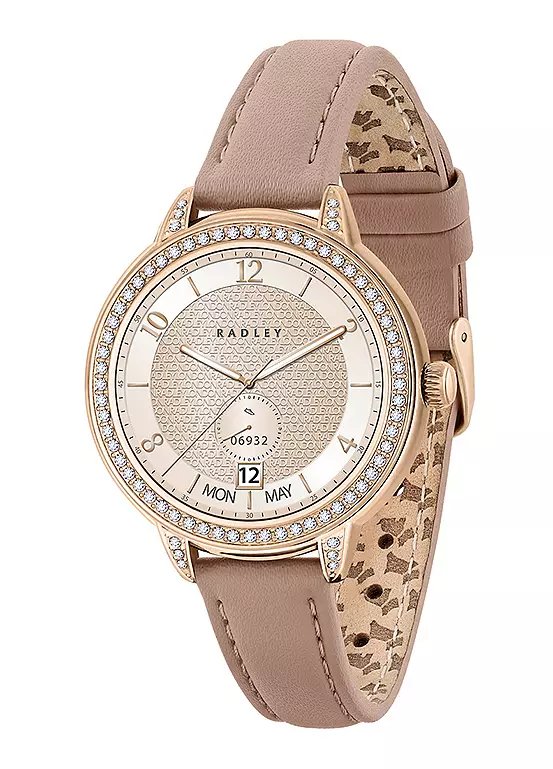 Radley Series 33 Stone Set Dial Pink Leather Strap Smart Watch with AMOLED Display
