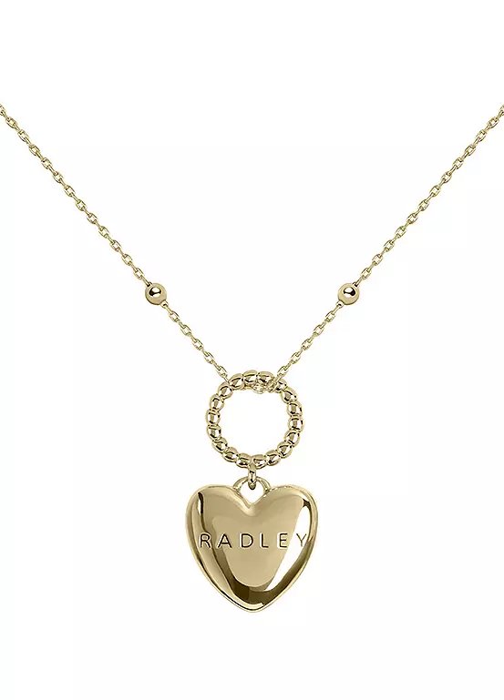 Radley London 18ct Gold Plated Hanging Heart Pendant Necklace with Bobble Chain, Model RYJ2502S