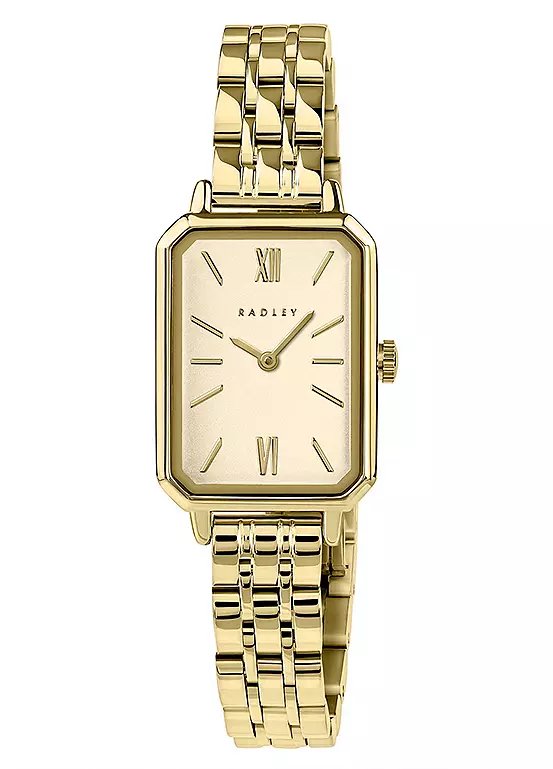 Radley London Women's Champagne Dial Rectangle Gold Tone Bracelet Watch