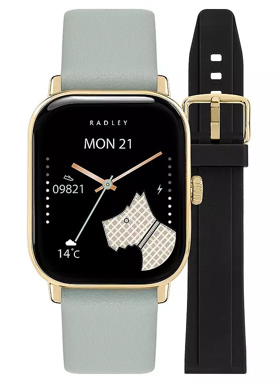 Radley London Series 56 Smart Watch with Black Silicone & Sage Green Leather Straps