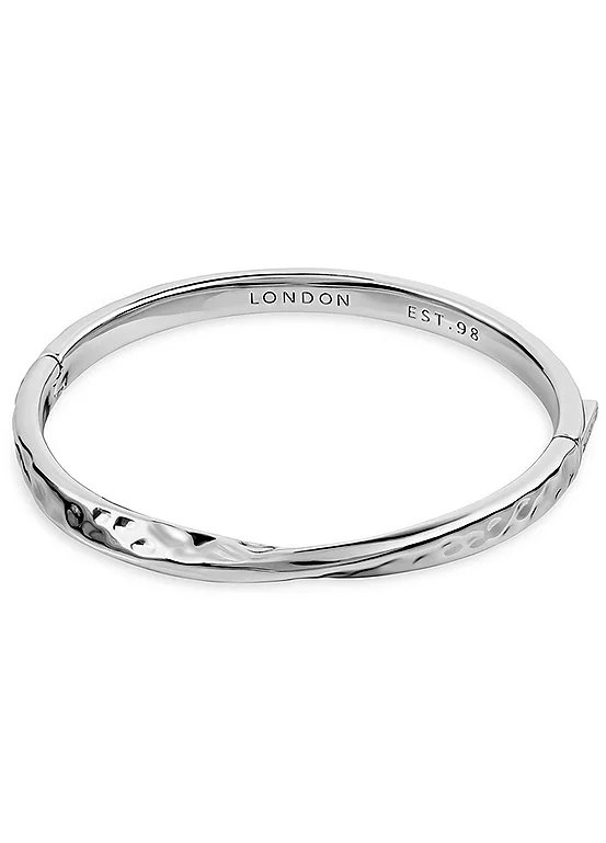 Radley London Silver Plated Hammer Effect Bangle with Push-Button Clasp