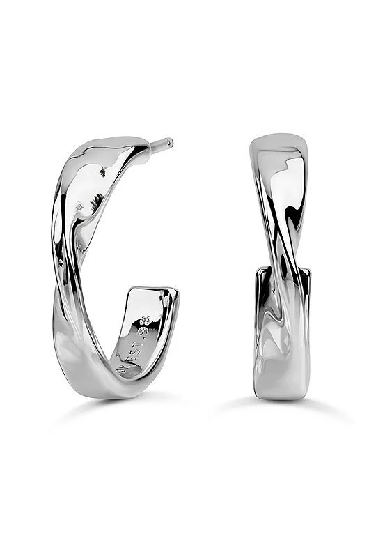 Radley Silver Plated Hammered Hoop Earrings with Cylinder Clasp