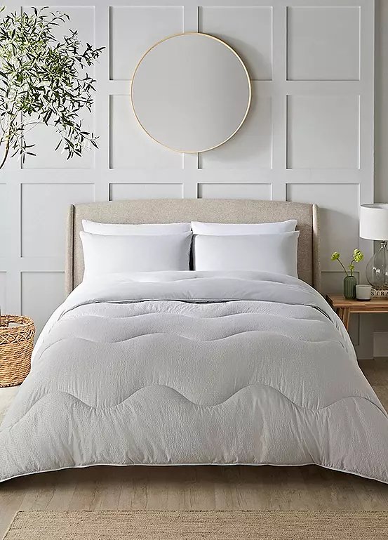 Night Lark Seersucker 10.5 Tog Coverless Duvet and Pillowcase Set - Single, Nordic Grey