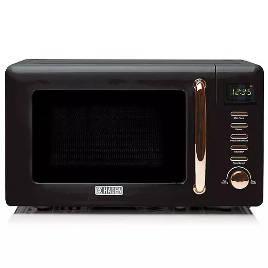 Haden Salcombe 800W Microwave Oven, 20L Capacity, Black and Copper Design