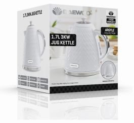 Daewoo 3000W Argyle Jug Kettle - White - 1.7L