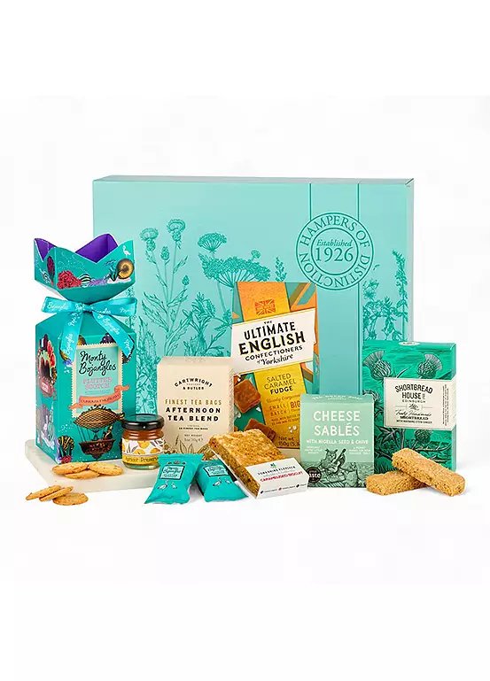 Spicers Of Hythe Tea and Treats Hamper Gift Box with Wicker-Look Presentation