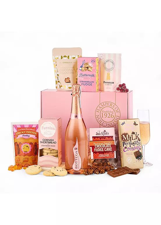 Spicers Of Hythe Luxury Rosé Prosecco Hamper Gift Box with Pink Box