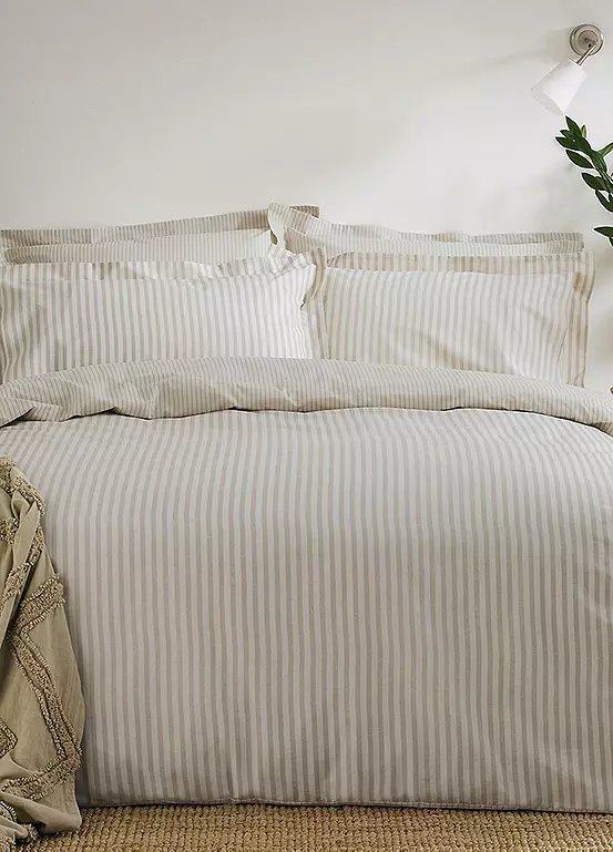 Yard Hebden Cotton Stripe Natural Duvet Cover Set - Single