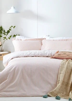 Yard Hebden Cotton Stripe Blush Bedding Set - King Size