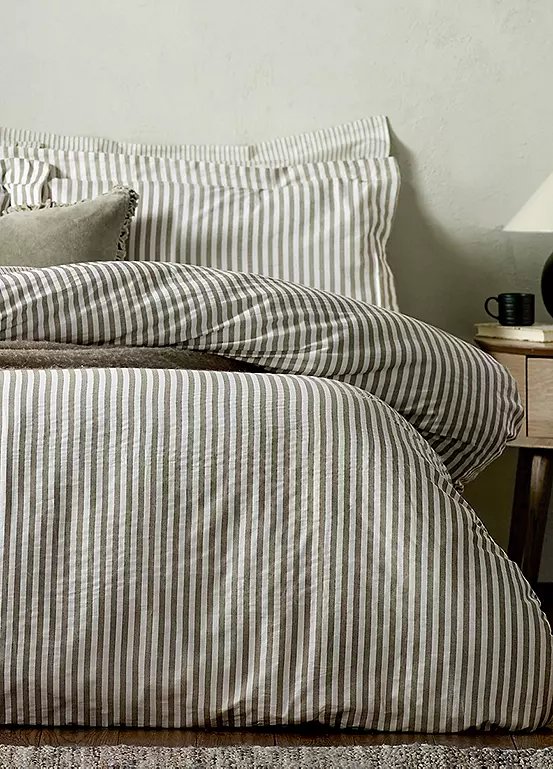 Yard Hebden Cotton Stripe Mole Bedding Set - Single, 100% Cotton