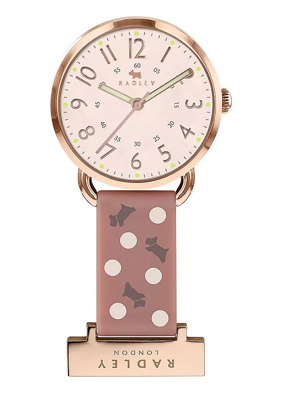 Radley London Nurse Fob Ladies Cameo Silicone Strap Polka Dot Print Watch RY5000