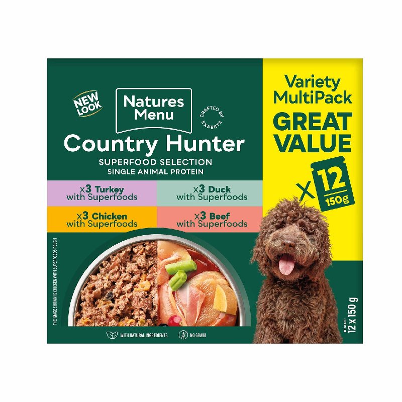 Country Hunter Wet Dog Food Superfood Selection Multipack - 12x150g Pouches