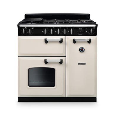Rangemaster Classic CL90DFPPCR/CM1 90cm Dual Fuel Range Cooker in Pale Cream/Chrome