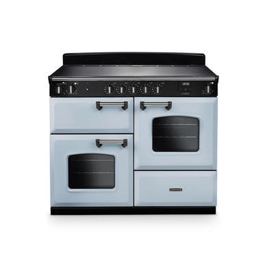 Rangemaster Classic 110cm Induction Range Cooker in Misty Blue with Chrome Trim