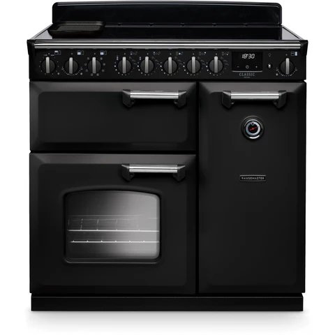 Rangemaster Classic Deluxe 90cm Dual Fuel Range Cooker - Charcoal Black & Chrome