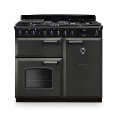 Rangemaster Classic Deluxe 100cm Dual Fuel Range Cooker in Slate with Chrome Trim