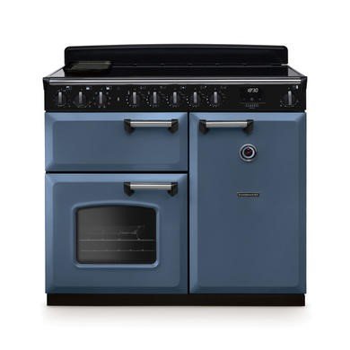 Rangemaster Classic Deluxe 100cm Range Cooker - Stone Blue with Chrome Trim - Induction