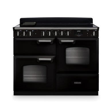 Rangemaster Classic Deluxe 110cm Induction Range Cooker in Gloss Black with Chrome Trim
