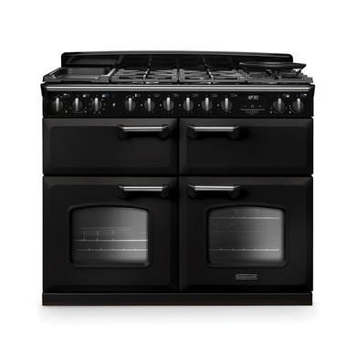 Rangemaster Classic Deluxe 110cm Dual Fuel Range Cooker in Charcoal Black with Chrome Trim